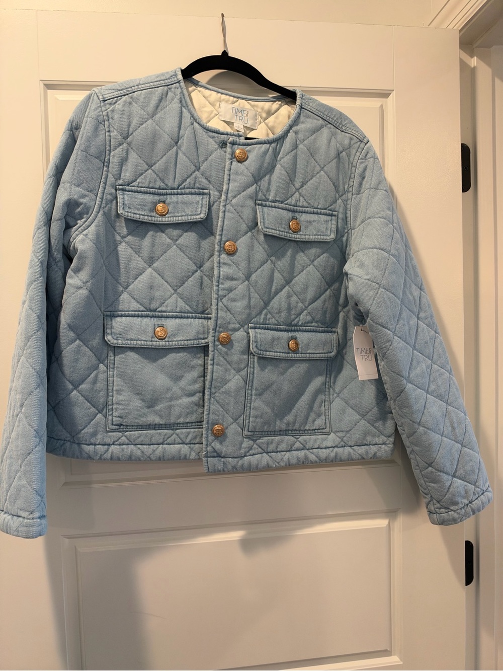 Women's Light Blue Quilted Jean Jacket